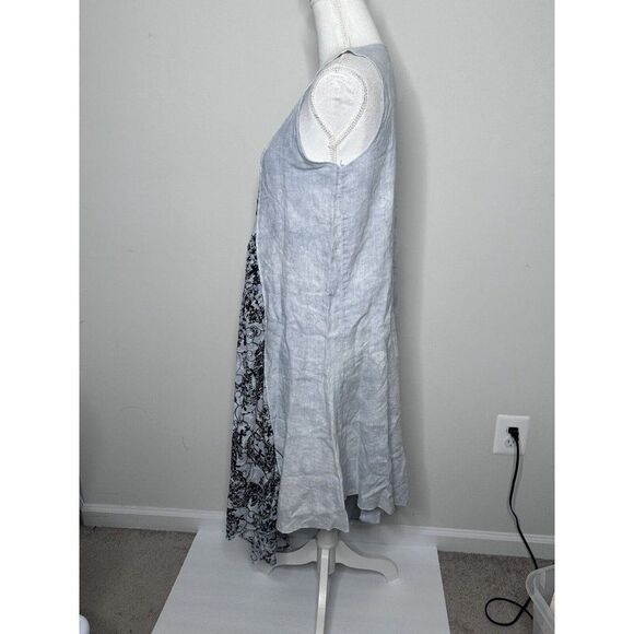 Steel Pony Linen Wearable Art Boho Lagenlook Tunic Dress Small Midi Length Gray - Picture 3 of 16